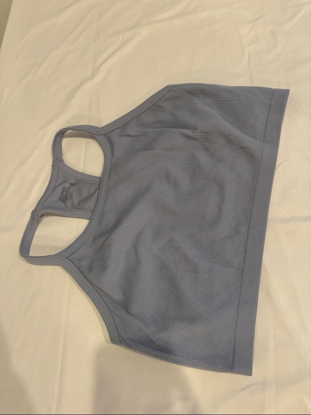 Jockey Blue Ribbed Racerback Sports Crop Bra